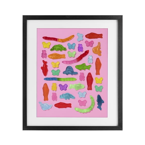 Stupell Industries Pink Gummy Animal Collage Black Framed Print Under Glass, design by LISH Creative