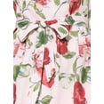thumbnail image 6 of INSPIRE CHIC Women's Vintage Peter Pan Collar High Waist Flowy Midi Puff Sleeve Floral Dress S Beige Red, 6 of 7