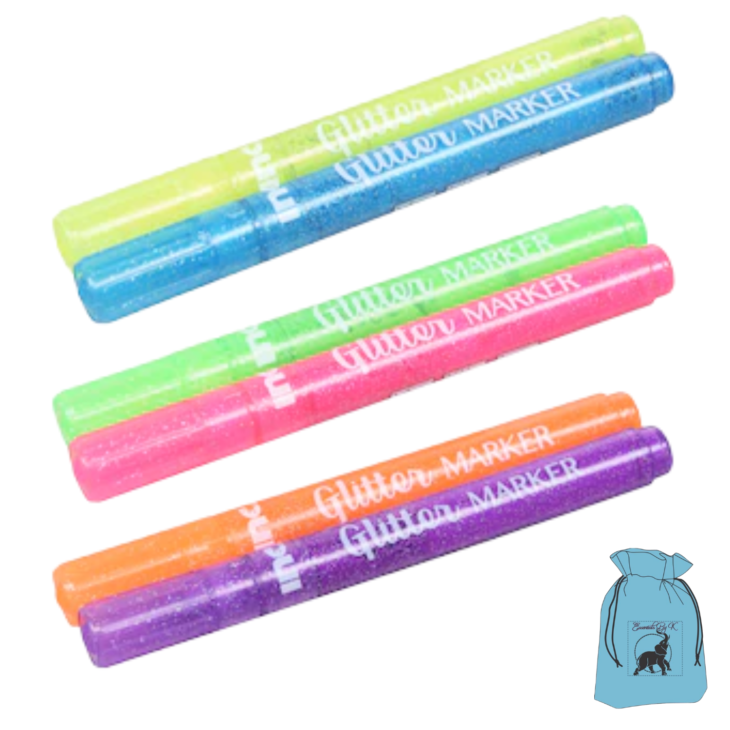 Inc Glitter Marker 6 Assorted Colors for Kids Gift Non-Toxic Water