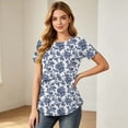 thumbnail image 5 of WAGUTH Women's Trendy Casual Print Maternity Tops Short Sleeve Double Layer Stretch Nursing Shirts Breastfeeding Tunic Blouses for Moms,Blue,M, 5 of 8