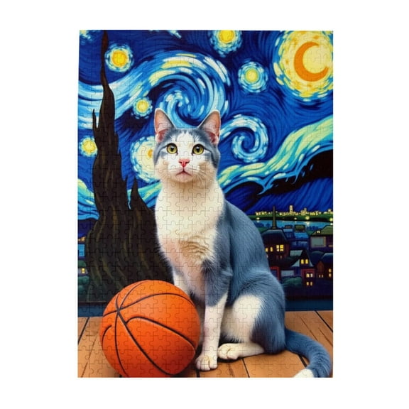 500 Piece Jigsaw Puzzle For Adults Starry Night Cat Challenging And Fun Adult Puzzle Unique Artwork Great Gift Idea Home Decor