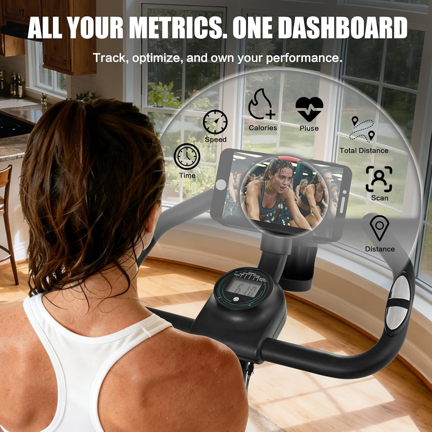 Exercise Bike Indoor Stationary Bike Cycling Bicycle for Home Gym 300 lbs Weight Capacity Adjustable Seat/Handlebar for Cardio Workout Office, Red