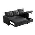 thumbnail image 4 of Dark Gray Upholstered Sectional With Chaise & Storage - Linen, Foam Filled, 3 Seat, Pull Out Turns Into Twin Sleeper For Guest Accommodation In Seat Linen Visitor Entertainment, 4 of 6