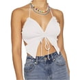 thumbnail image 5 of Surakey Women Summer Tank Tops Halterneck Drawstring Bandage Vest Spaghetti Strap Cami Tops Sleeveless Crop Top, 5 of 8
