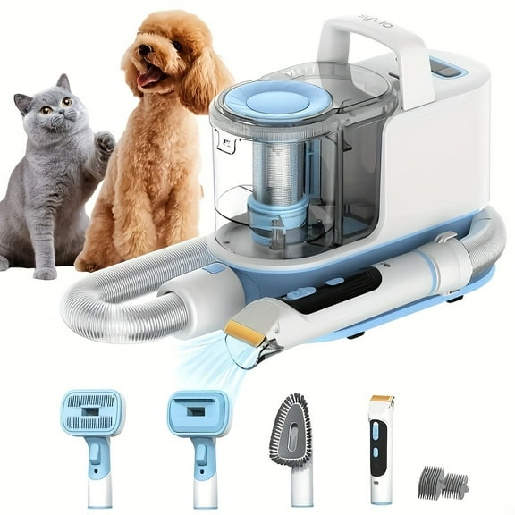 5-in-1 Dog Grooming Vacuum (300W) - Strong Suction, Large Capacity, Quiet Operation, Pet Clipper/Nail Grinder Included, Home Shedding Pet Hair Removal for Dogs