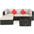 thumbnail image 4 of Patiojoy 5 PCS Patio Rattan Furniture Set Wicker Table Sofa Garden Outdoor W/ Cushion Black, 4 of 9