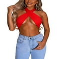 thumbnail image 3 of Femmes Licol Col Crop Top Sans Manches Bandage Dos Nu Camisole Tops, 3 of 6