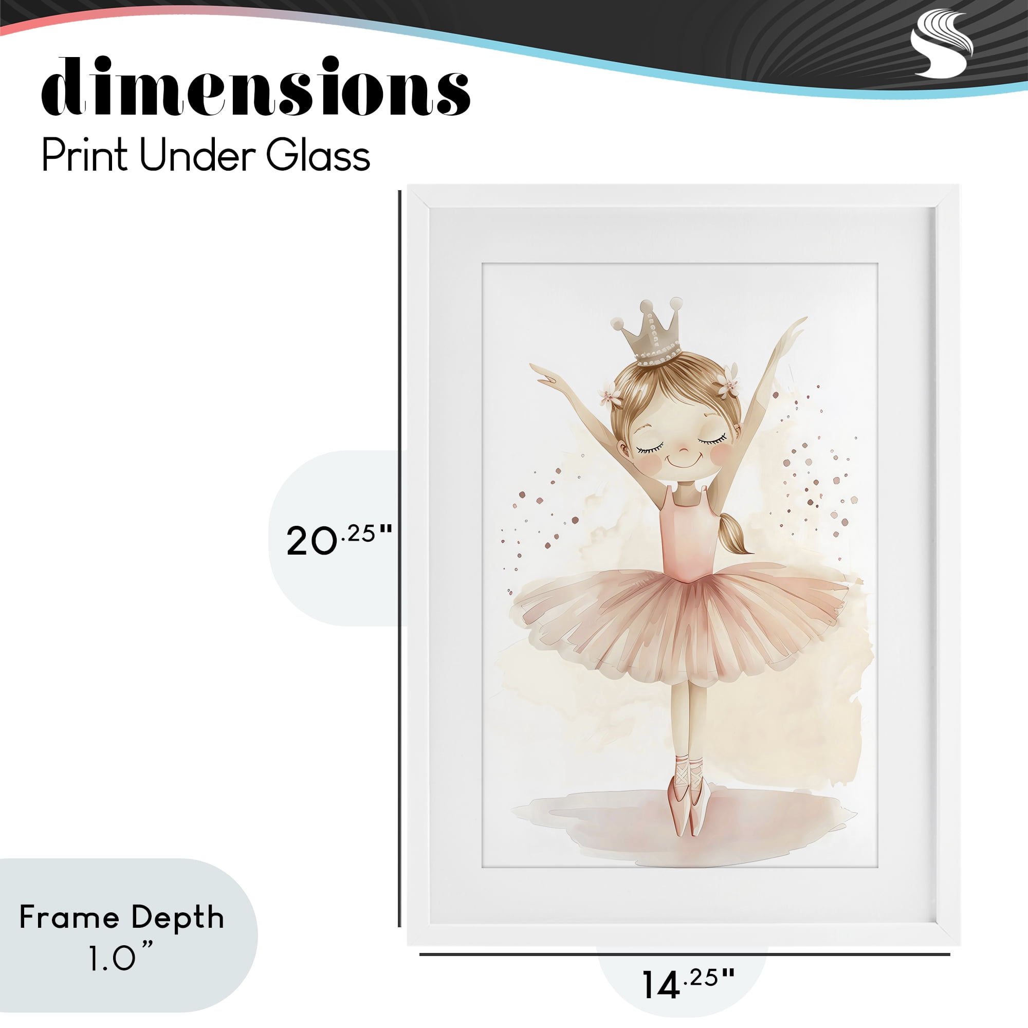 Stupell Industries Crowned Ballerina with Flowers White Framed Print Under Glass, design by Creative Studio