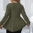 thumbnail image 5 of yillto Plus Size Womens Sweaters Long Sleeve Ribbed Knit Lightweight Ruffle Hem Fashion Tunics Tops, 5 of 7