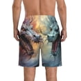 thumbnail image 3 of KLL White And Red Storm Dragon Men's Casual Summer Beach Shorts Hawaiian Shorts with Pockets-Small, 3 of 5