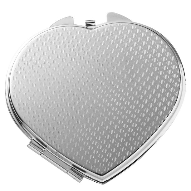 FELTECHELECTR Espejo compacto con forma de corazón, espejo cosmético plegable de doble cara.