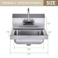 thumbnail image 2 of HALLY Stainless Steel Sink for Washing with Faucet, NSF Commercial Wall Mount Hand Basin for Restaurant, Kitchen and Home, 17 x 15 Inches, 2 of 5