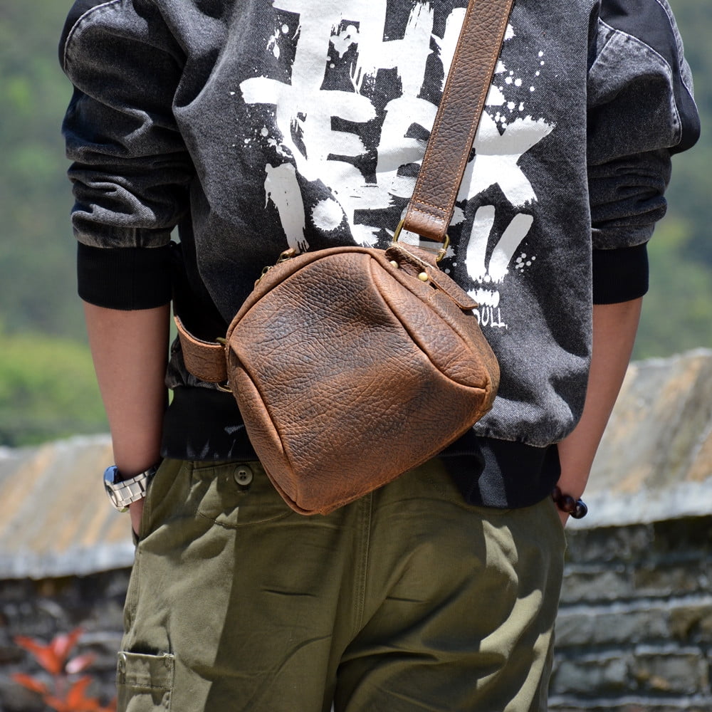 Original simple cowhide crossbody bag men s bag retro crazy horse leather shoulder bag genuine leather fashion trend small backpack motorcycle