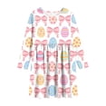 thumbnail image 4 of ATOGUTA Girls Dress Long Sleeve Easter Dresses Girl Long Midi Springs Dress Kids Smocked Flare Summer Dress Size 4T-14. Beige, 4 of 6