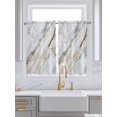 thumbnail image 2 of Tier Curtains 45 Inches Long, Marble White Gold Window Treatment Curtain Drapes, Modern Abstract Geometric Window Half Privacy Curtains for Bedroom Bathroom, 42"x45", 2 Panels, 2 of 7