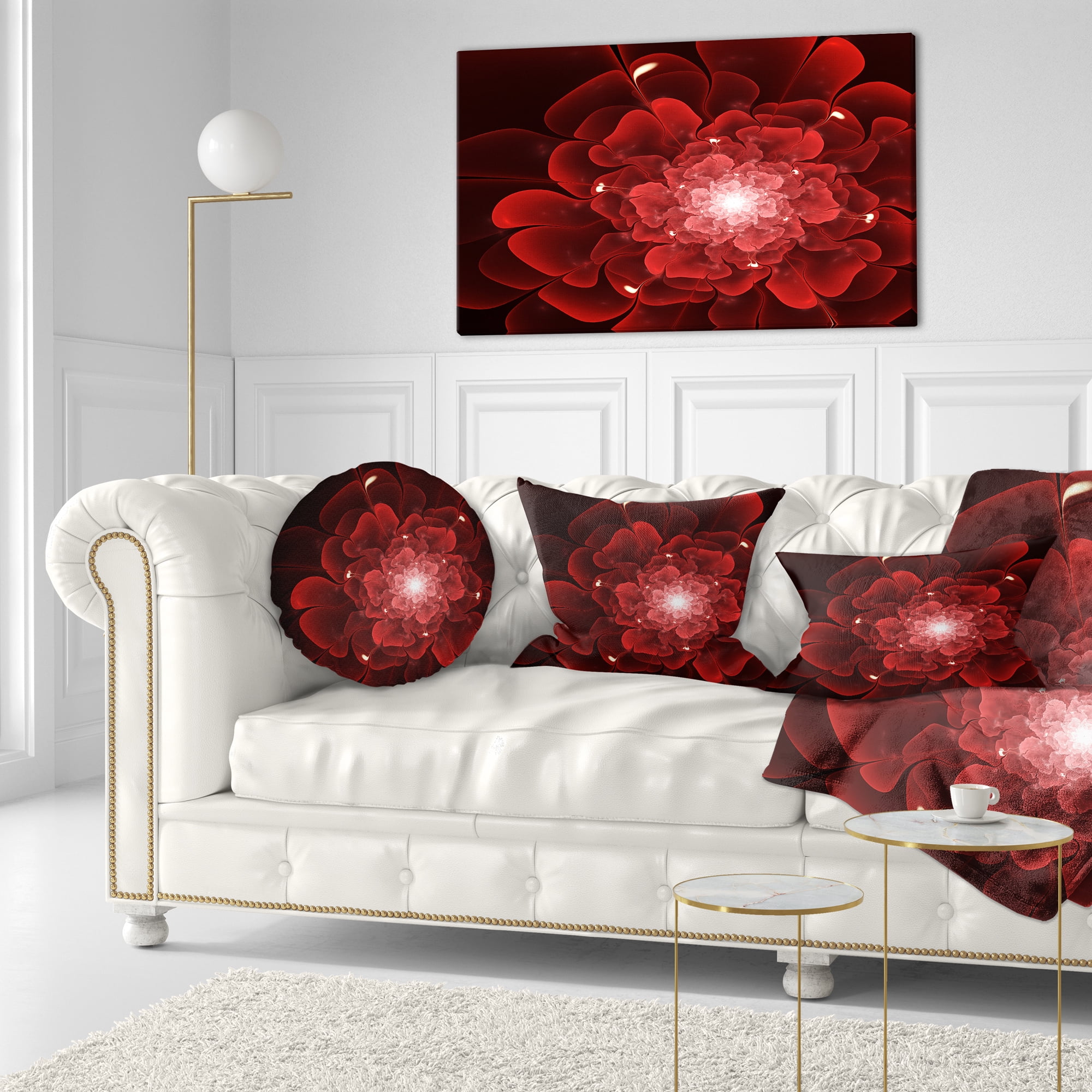 Designart 12" x 20" Red Polyester Throw Pillow
