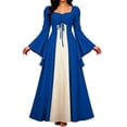 thumbnail image 2 of JOANKDMI Womens Renaissance Medieval Maxi Dress Square Neck Long Bell Sleeve Vintage Irish Over Gown Lace Up Flowy Flattering Costume for Halloween Role Play, 2 of 8