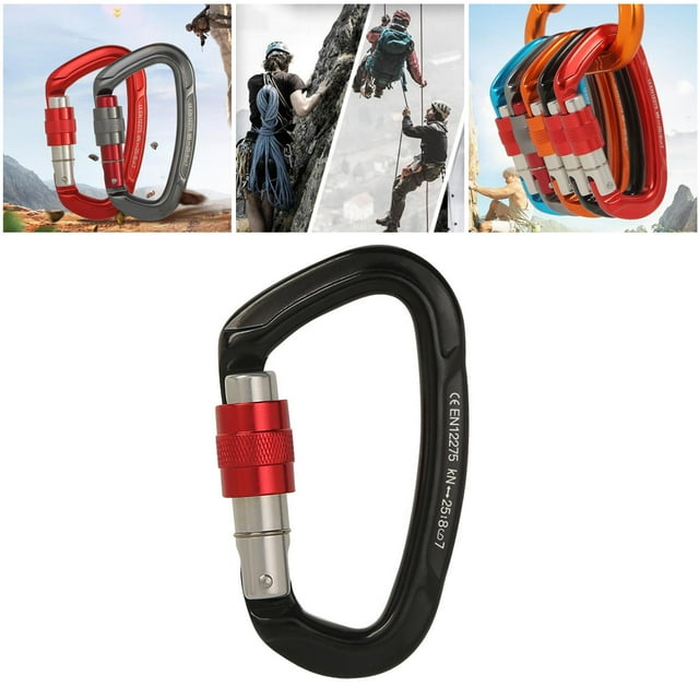 Mosquetón resistente perfecl de Escalada con Compuerta Roscada de 25 KN negro