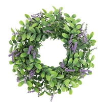 Zmeidao Artificial Lavender Wreath 14.5inch Fake Farmhouse Wreaths for Wall Window Party Wedding Decor Indoor Outdoor Spring Summer Winter Fall Decoration for Home