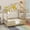 Natural, variant on Montessori Floor Bed with Canopy, Full Bed Frame for Kids, House Shape Toddler Bed Frame with High Railings, Wood Kids Bed with Roof, Kid Full Bed, Natural