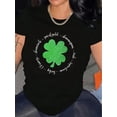 thumbnail image 1 of Playera estampada para mujer, divertida e inspiradora, novedosa, informal, de manga cortaWomen'S St. Patrick'S Day T-Shirt, 95% Polyester 5% Spandex Jersey Knit Fabric, Geometric Clover PriCamisetas, 1 of 6