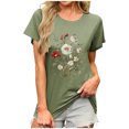 thumbnail image 2 of LiMoi Women's Short Sleeve T Shirts Loose Fit Womens T Shirts Cotton Floral Blouses for Women 3/4 Sleeve Plus Size Shirts My Items Ordered, 2 of 4
