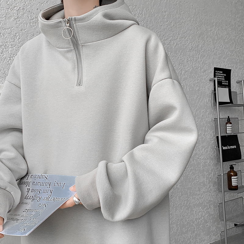 Turtleneck Hoodie Zipper Pullovers Streetwear Hip Hop Hooded