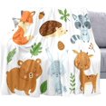 thumbnail image 2 of lokua Cartoon Woodland Animals Throw Blanket, Bear Deer Fox Rabbit Raccoon Forest Baby Kids Blanket, White Blanket Cozy Warm Soft Lightweight Fuzzy Flannel Fleece Blanket for Couch, Sofa, 50"x60", 2 of 6