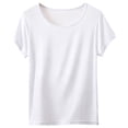 thumbnail image 2 of T Shirts for Women 2026 Summer Short Sleeve Crewneck Lightweight Casual Slim Fitted Plain Tshirts Basic Tees, 2 of 3