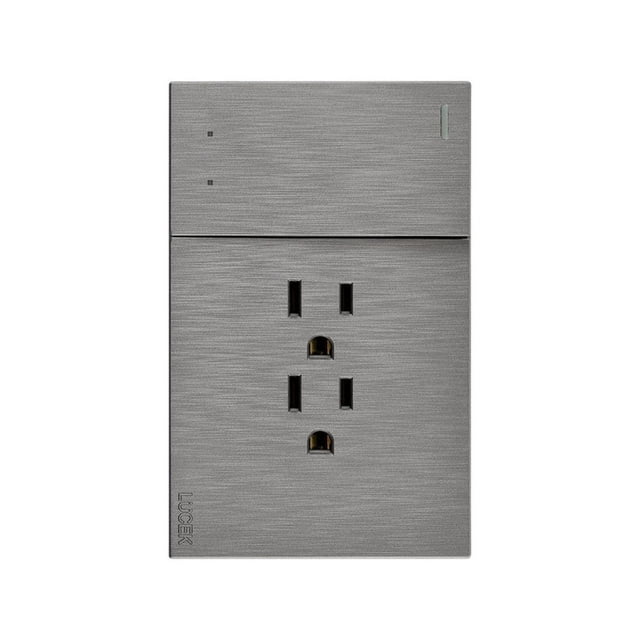 Placa Con 1 Apagador De Escalera Y 2 Contactos Lucek FlatPack 6 plateado