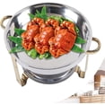 thumbnail image 2 of Round Chafing Dish, 4 Qt Stainless Steel Gold Catering Buffet Warming Container Set With Food Pan, Water Pan, Lid, Frame And Fuel Holder, Pack Of 6, 2 of 6
