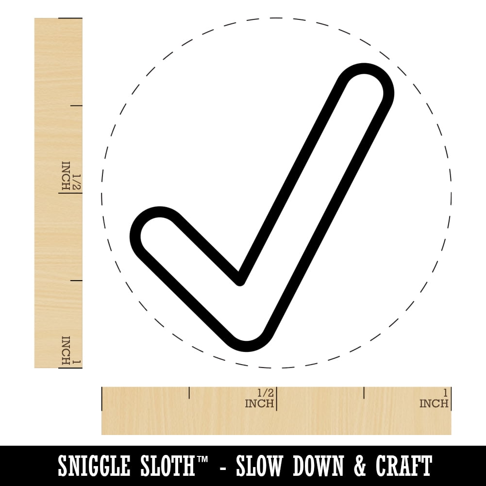 Check Mark Symbol Outline Self-Inking Rubber Stamp Ink Stamper - Blue Ink - Medium 1 Inch