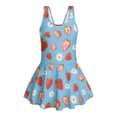 thumbnail image 4 of COEQINE Swim Dress for Girls with Built-in Liner & Flowy Skirt, Scoop U-Neck V-Back Playful Tankini Style Swimsuit for 10-11 Year Olds, Polyester Spandex Blend, Strawberry Daisy Blue, 4 of 8