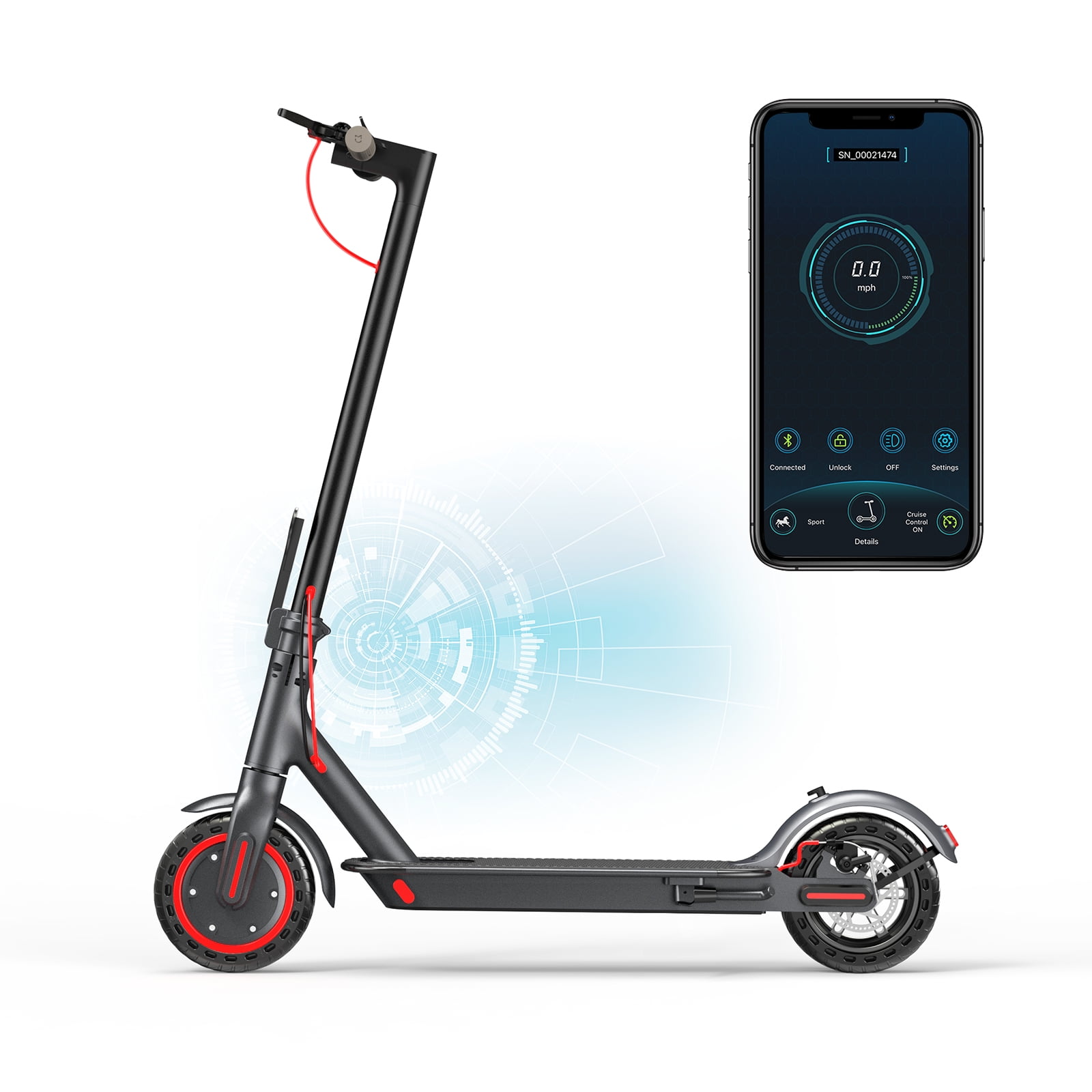 AOVOPRO ES80 350W 8.5′ 21 Miles Range Foldable Electric Scooter