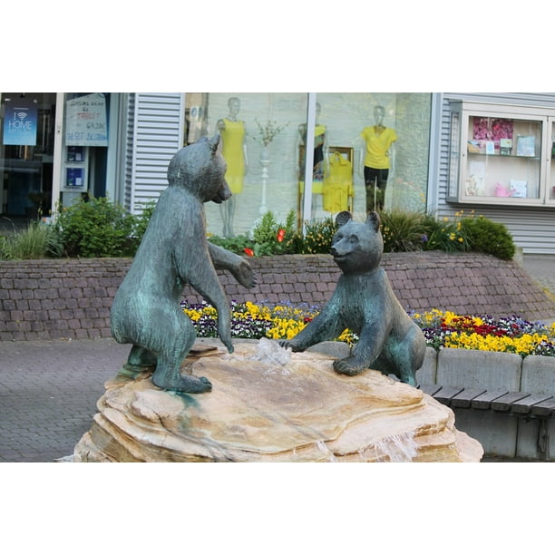 Bears Fountain Water Fountain Bear Play12 Inch BY 18 Inch Laminated