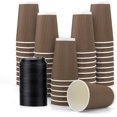 thumbnail image 1 of 80 Pack 16 oz Disposable Double Walled Hot Cups with Lids, Coffee Cups, No Sleeves needed Insulated Ripple Wall Hot Coffee Tea Chocolate Drinks, Brown, 1 of 5