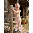 thumbnail image 4 of BemeyourBBs Western Baby Girl Summer Clothes Infant Baby Girl Cowgirl Outfit Newborn Coming Home Outfits Boots Flower Bow Short Sleeve Romper Flared Pants Headband Set, 4 of 9