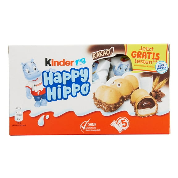 Kinder Happy Hippo Crispy Hippo Cookies with Cocoa Cream Filling, 103.5g