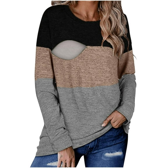 breaise Women's Nursing Tunics Tops Maternity T-Shirts Breastfeeding Blouses Shirts Long Sleeves Double Layer Pregnancy Tee Mama Clothes