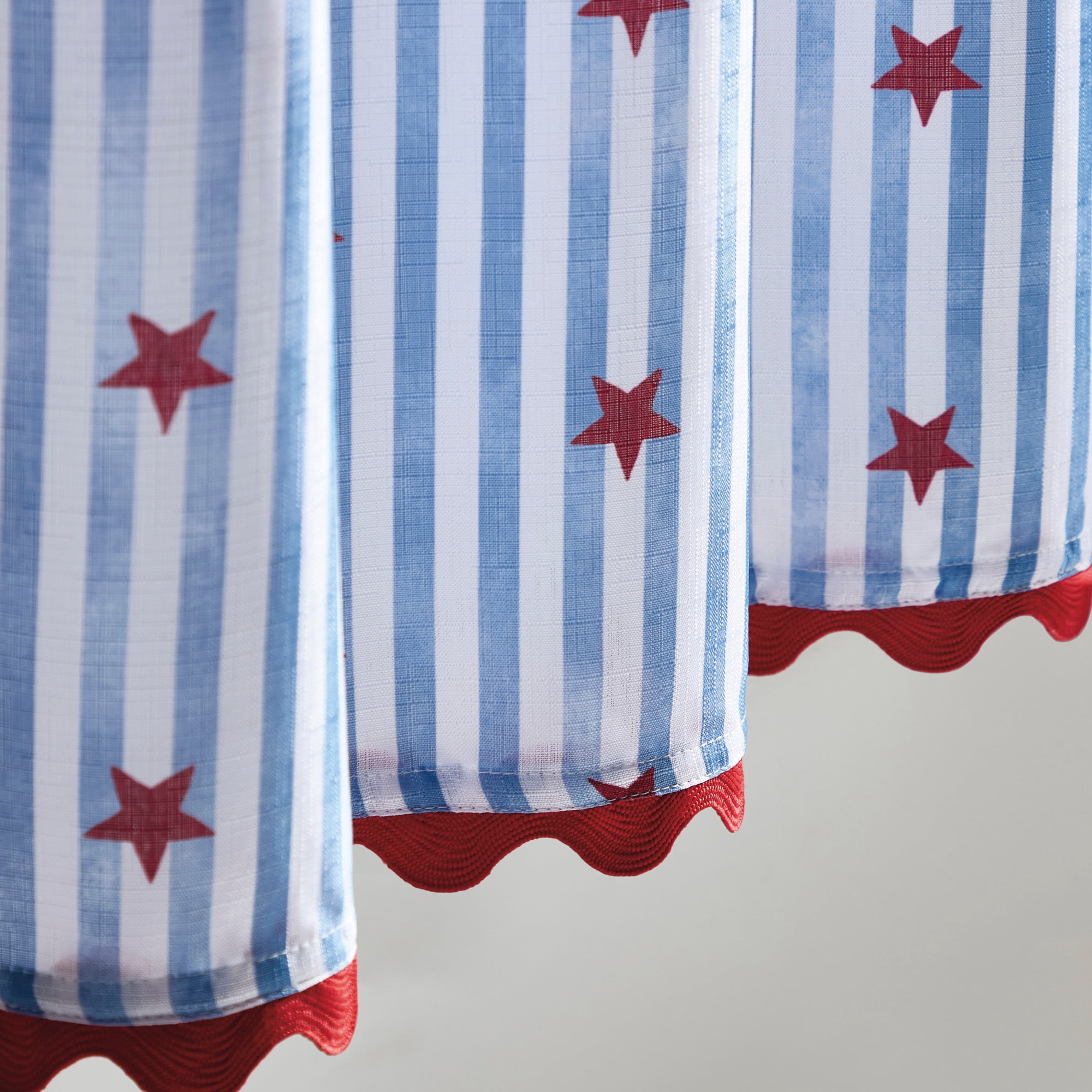 Curtainworks Stars and Stripes 3 Piece Tier and Valance Set Multicolor, Indoor, Pole Top, 56" x 14", Adult