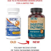DEVA Vegan Vitamins Digestive Enzymes Plus Supplement - A Unique Blend of Enzymes & Herbs - 90 Capsules, 1-Pack
