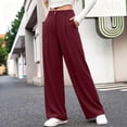 thumbnail image 4 of Women's High Waist Pleated Wide Leg Dress Pants Solid Color Flowy Loose Straight Suit Trousers with Pockets Business office Casual Pants Wine, 4 of 5