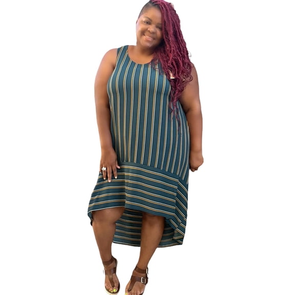 Women's Casual Striped Plus Size Maxi Dress