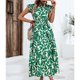 thumbnail image 3 of Vestido de Verano con Mangas Plisadas Mangas Voladoras Cuello Redondo Y Encaje, Vestido de Verano Informal Impreso, 3 of 5