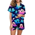 thumbnail image 4 of Xdegoge Womens Loungewear Set Soft Lightweight Short Sleeve Sleep Shirts and Elastic Shorts for Relaxing Home Vacation Cute 2 Piece Button Up Pajamas, 4 of 8