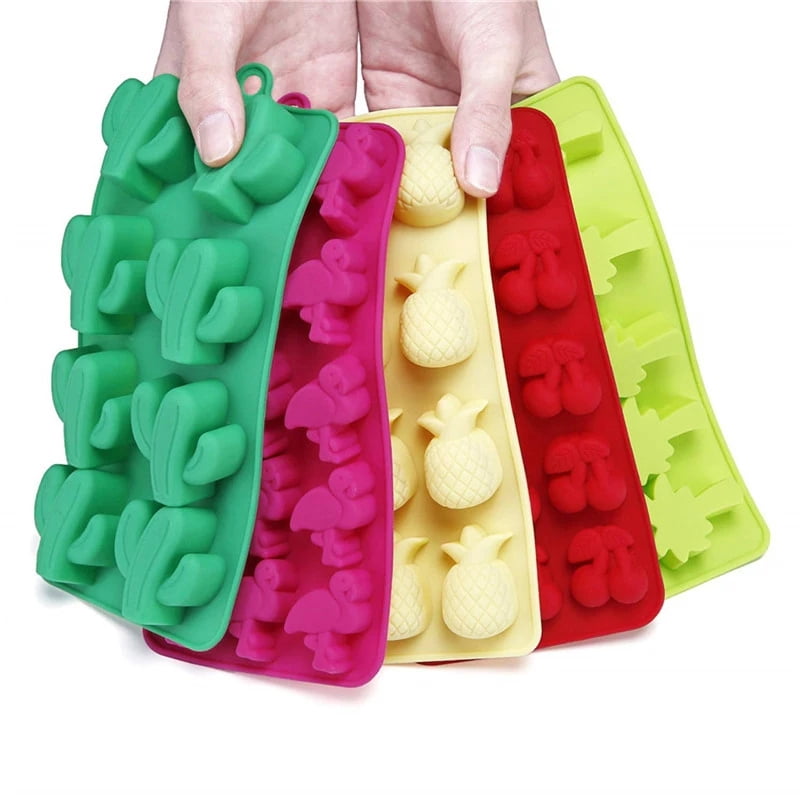Feiskoo Hawaiian Cactus Flamingo Silicone Ice Molds Maker Bar Party Drink Freeze Molds Silicone Mold For Ice Cube Trays Moulds
