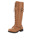 thumbnail image 2 of Tall Boots, Womens Ankle Boots, Premium Fashion Boots with Side Zipper and Lace Up, Low Heel Round Toe Dress Boots for Work Party Wedding, Elegant Fall Winter Footwear, Comfortable Walking Boots, 2 of 7