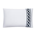 thumbnail image 4 of Dee Ocleppo Embroidered Cable Border White/Navy 3-Piece Hotel Style Comforter Set, King, 4 of 6