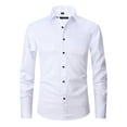 thumbnail image 2 of Hogleaql Men's Dress Shirts Dressy Long Sleeve Wrinkle Free Stretch Collared Shirt Button Down Formal Business Wedding Comfortable White 5XL, 2 of 3