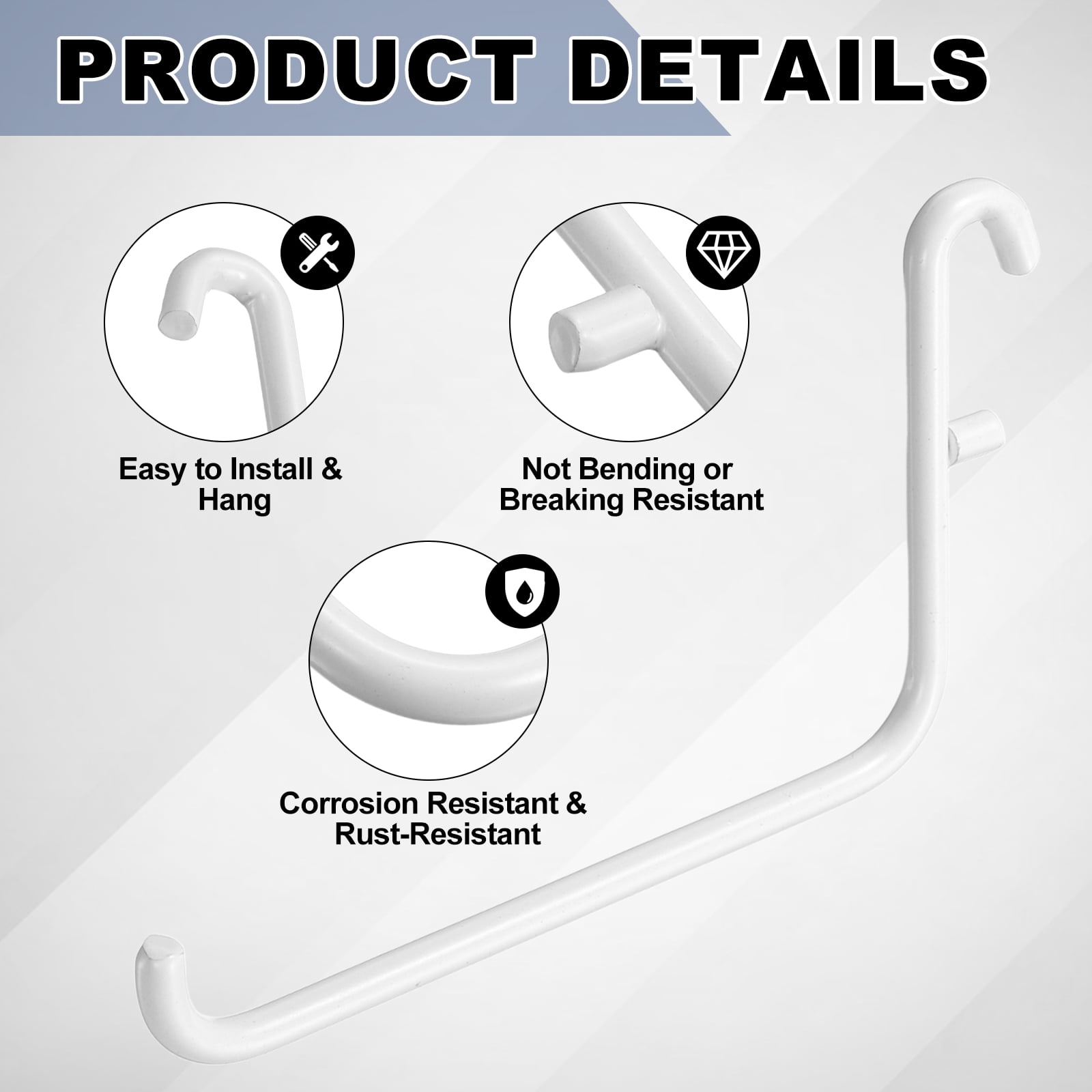 Uxcell 12Pcs Pegboard Hooks, 3.7 x 2.4 in Metal Peg Board Hooks for Hanging Fit 5x16mm, White